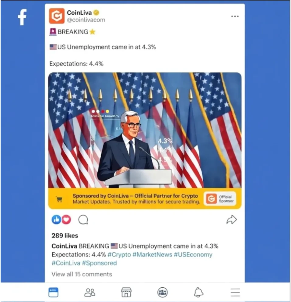 Aperçu du format partenaire Facebook de Coinliva