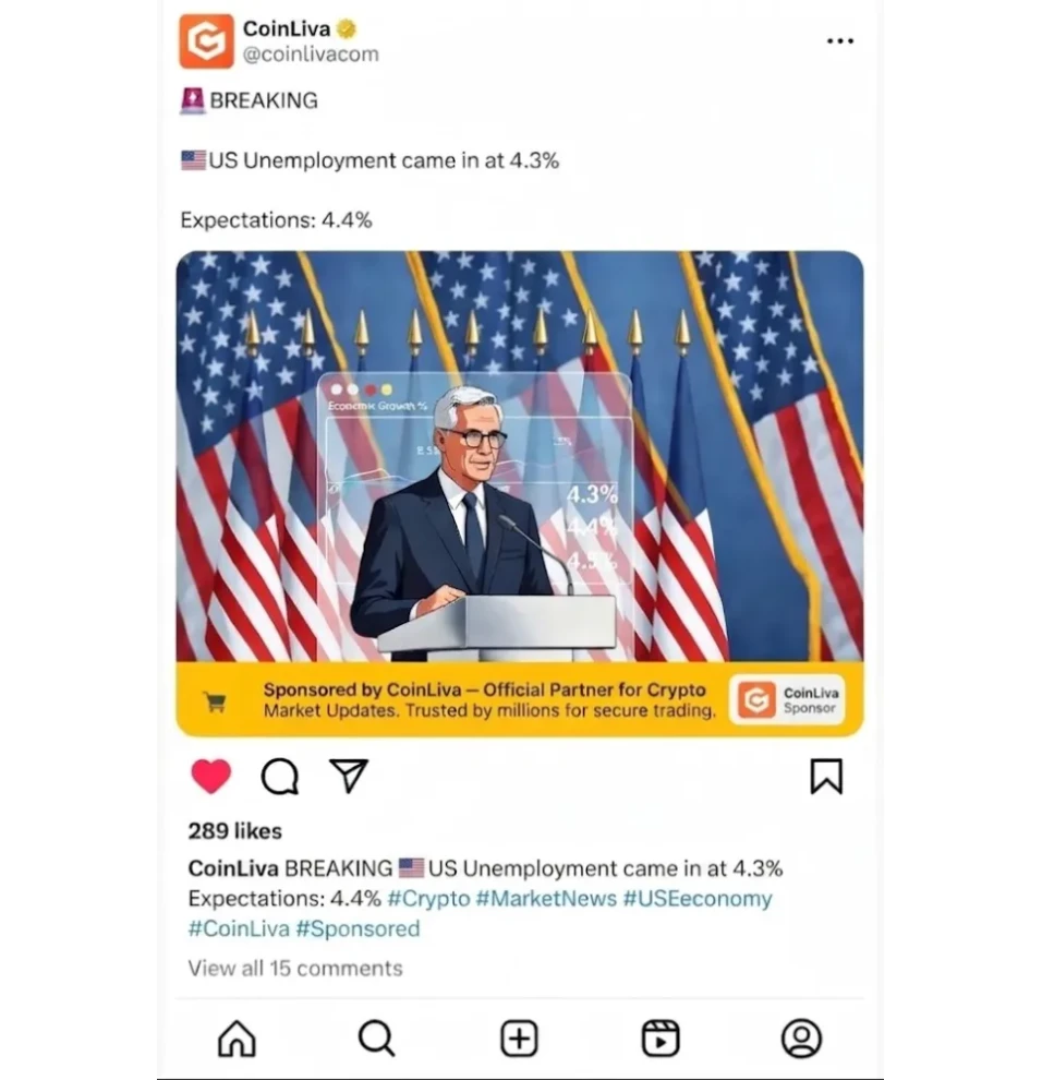 Aperçu du format partenaire Instagram de Coinliva